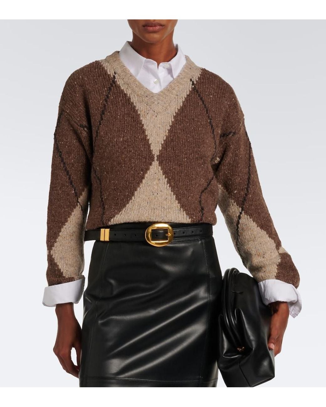 Altuzarra Brown Parish Argyle Wool And Alpaca Blend Sweater