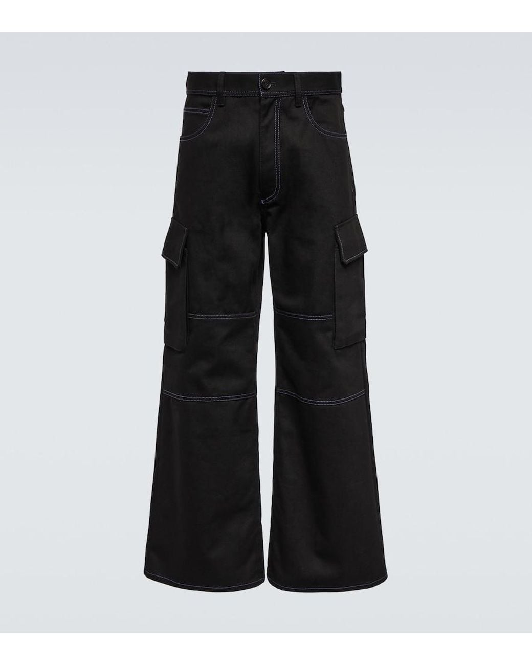Marni Black Wide-Leg Cotton Gabardine Cargo Pants for men