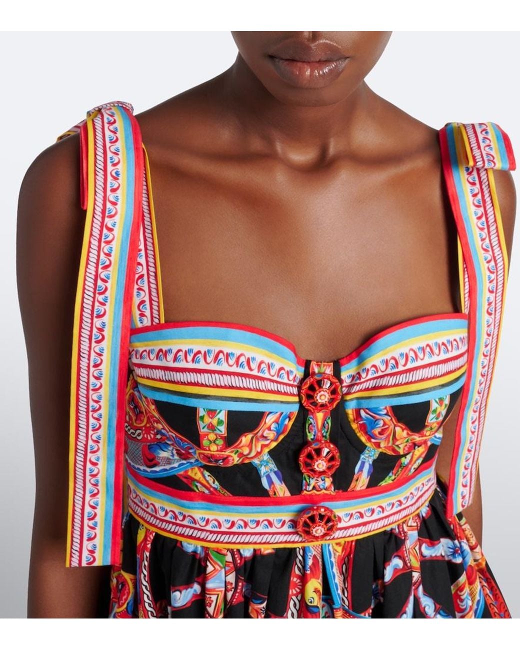 Dolce & Gabbana Red Carretto Cotton Minidress