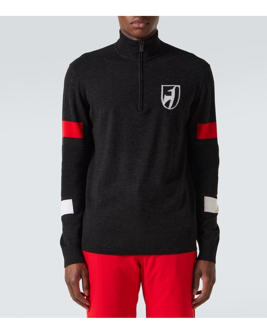 Toni Sailer Black Hupert Wool Half-Zip Sweater for men