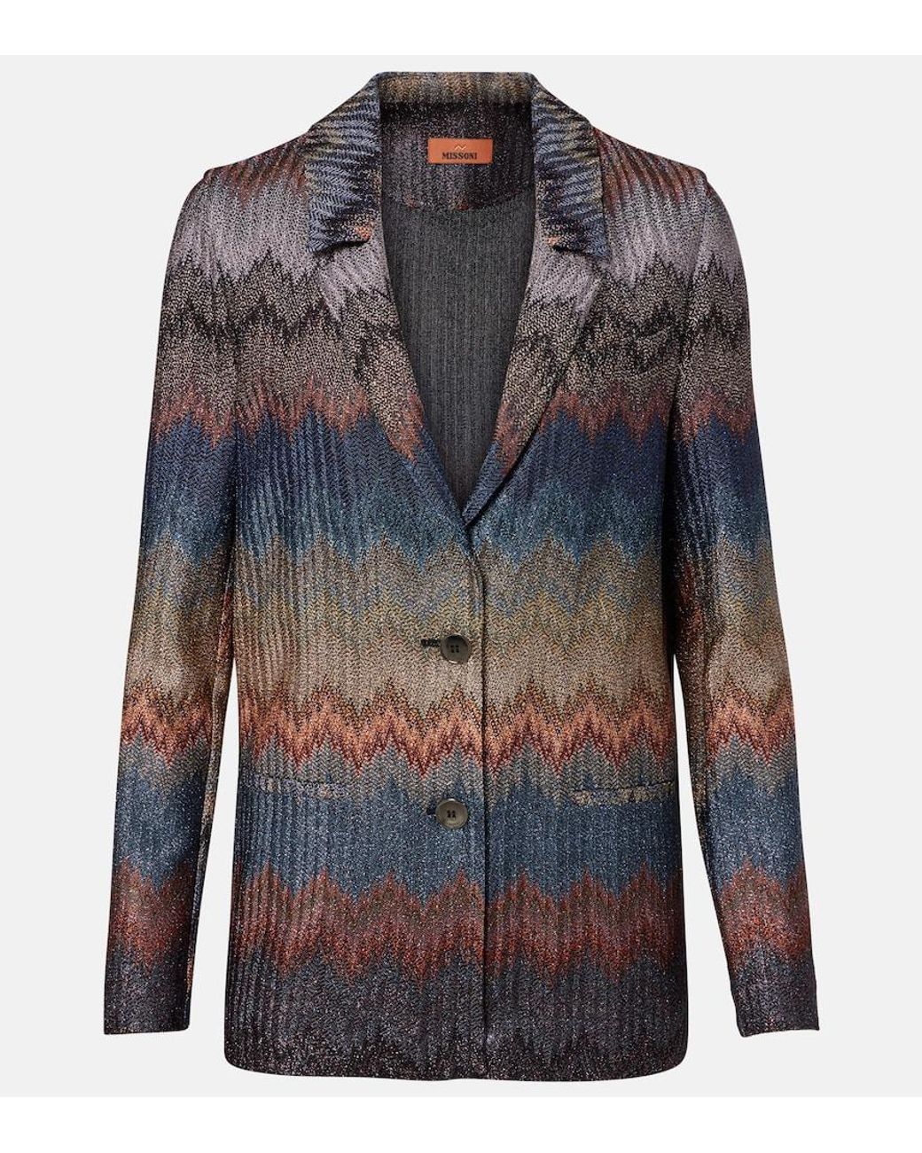 Missoni Blue Zigzag Lame Blazer