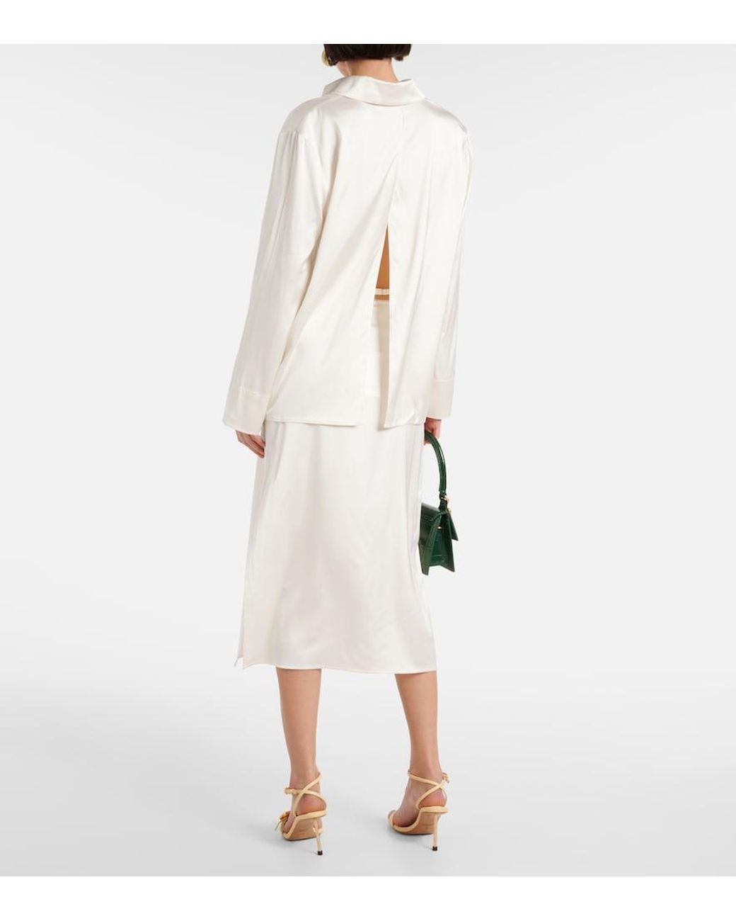 Jacquemus White La Chemise Notte Satin Top