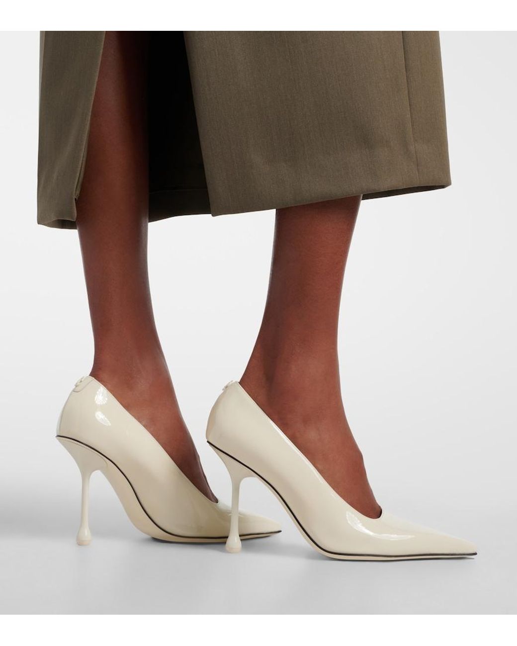 Jimmy Choo White Ixia 95 Patent Leather Pumps