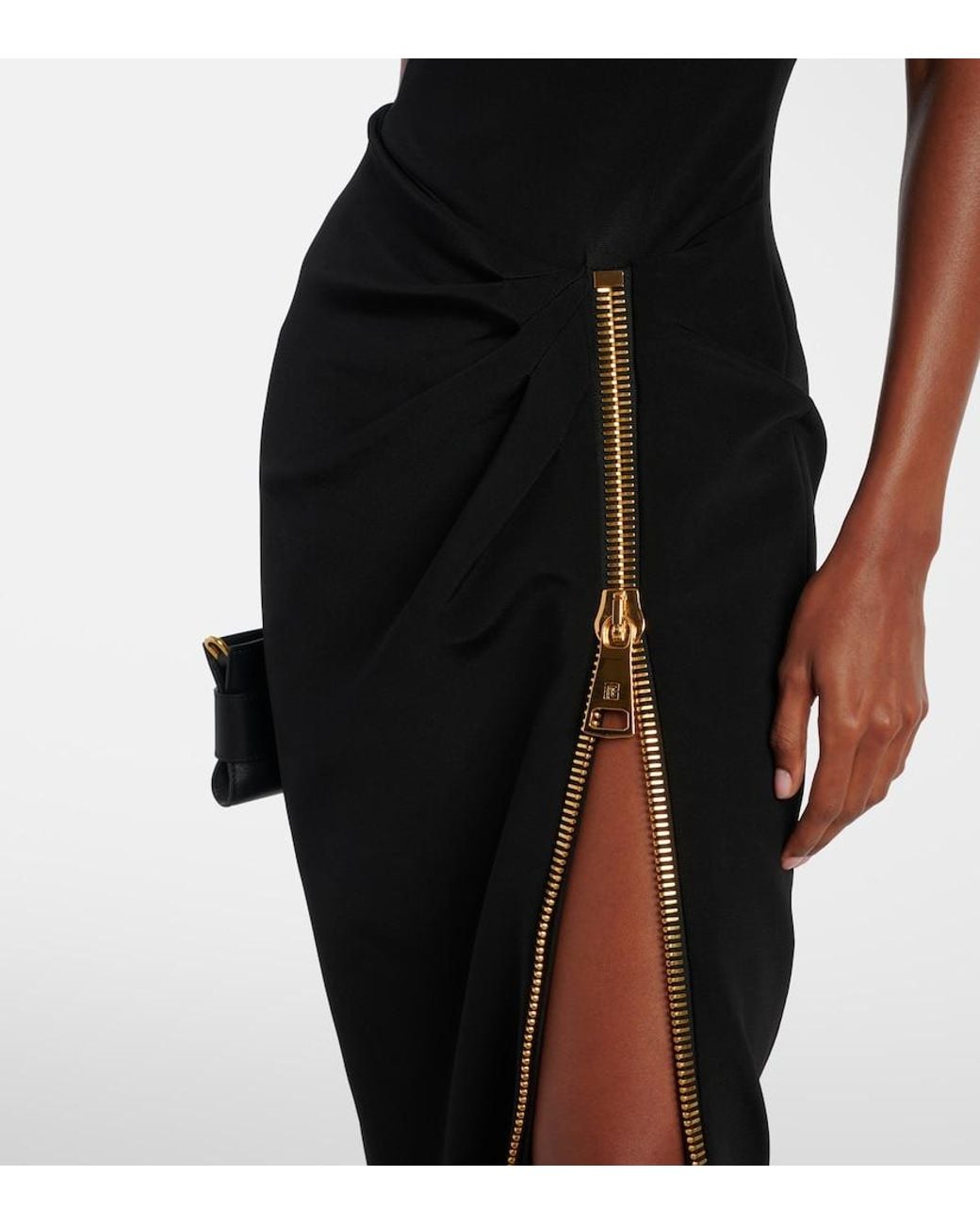 Balmain Black Gathered Gown