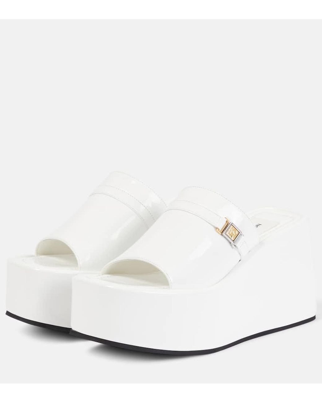 NODALETO White Plateau-Pantoletten Bulla Yelena Aus Lackleder