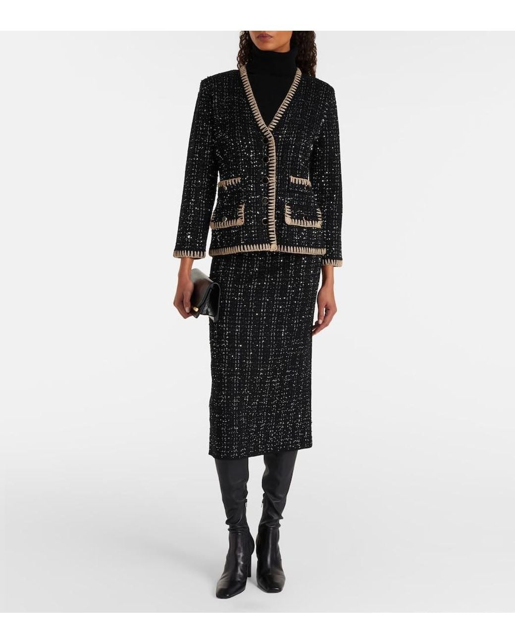 Veronica Beard Black Ceriani Tweed Cardigan