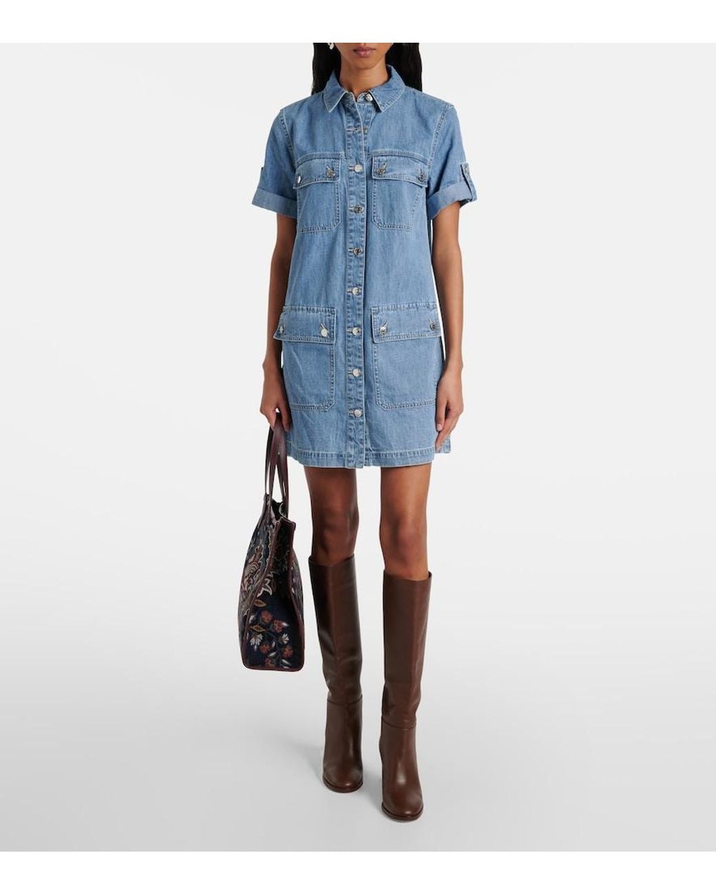 Veronica Beard Blue Warren Denim Shirt Dress