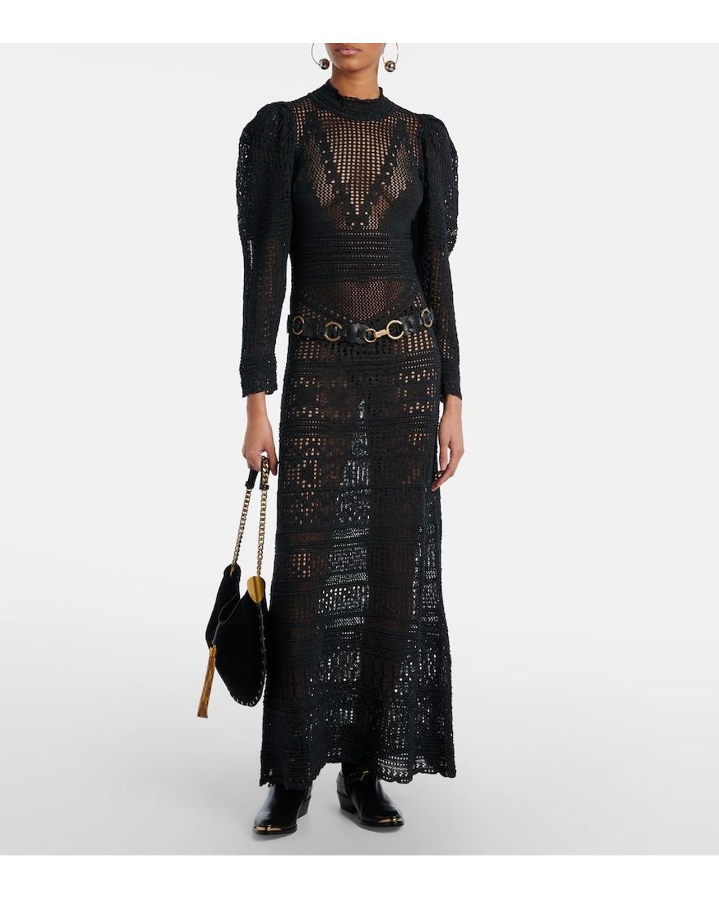 Isabel Marant Black Long Openwork Dress