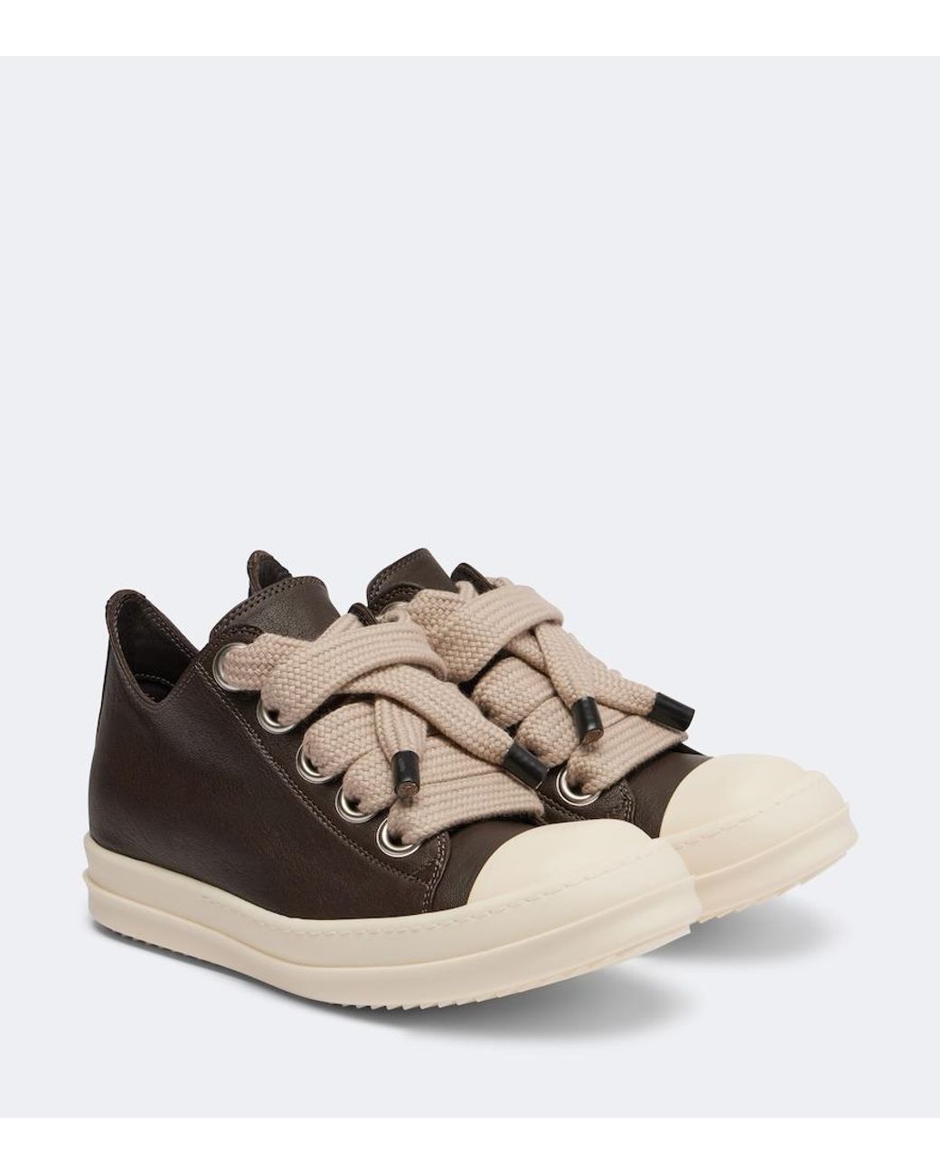Rick Owens Brown Jumbolace Leather Sneakers
