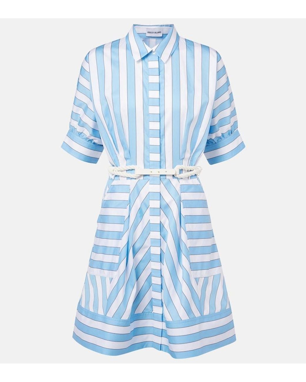 Rebecca Vallance Blue Nilah Striped Cotton Minidress
