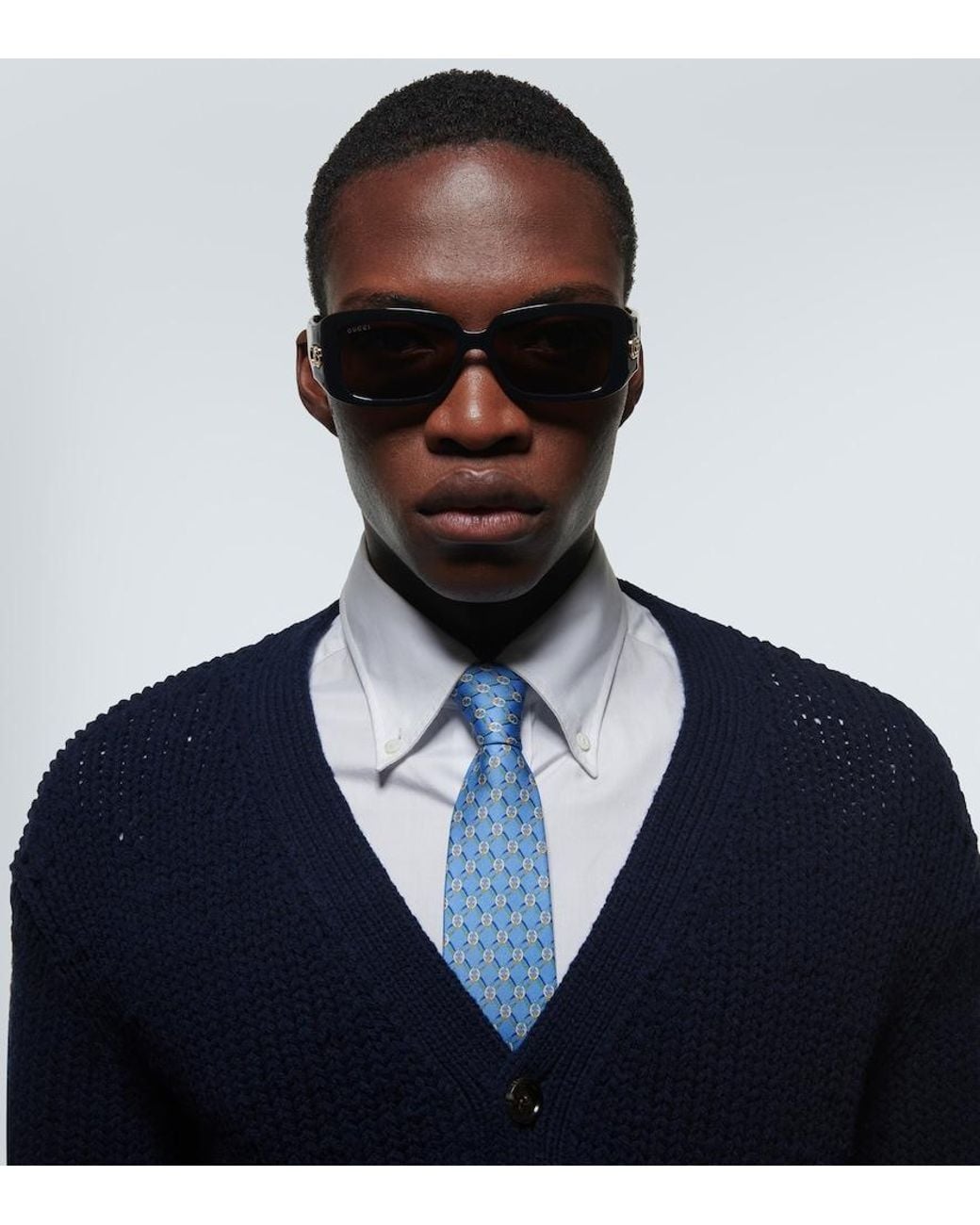 Gucci Brown Double G Rectangular Sunglasses for men