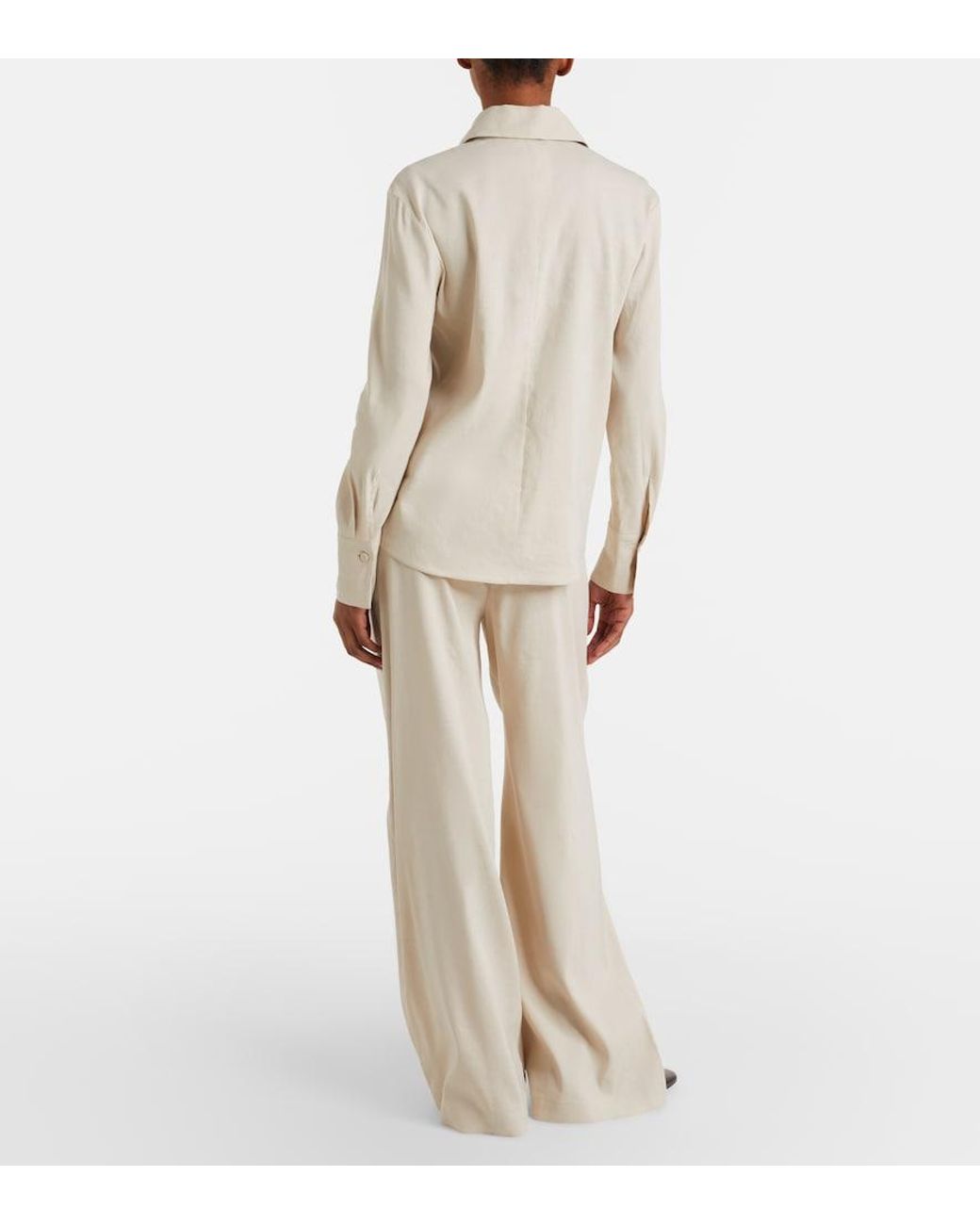 Max Mara Natural Destino Linen-Blend Wide-Leg Silhouette