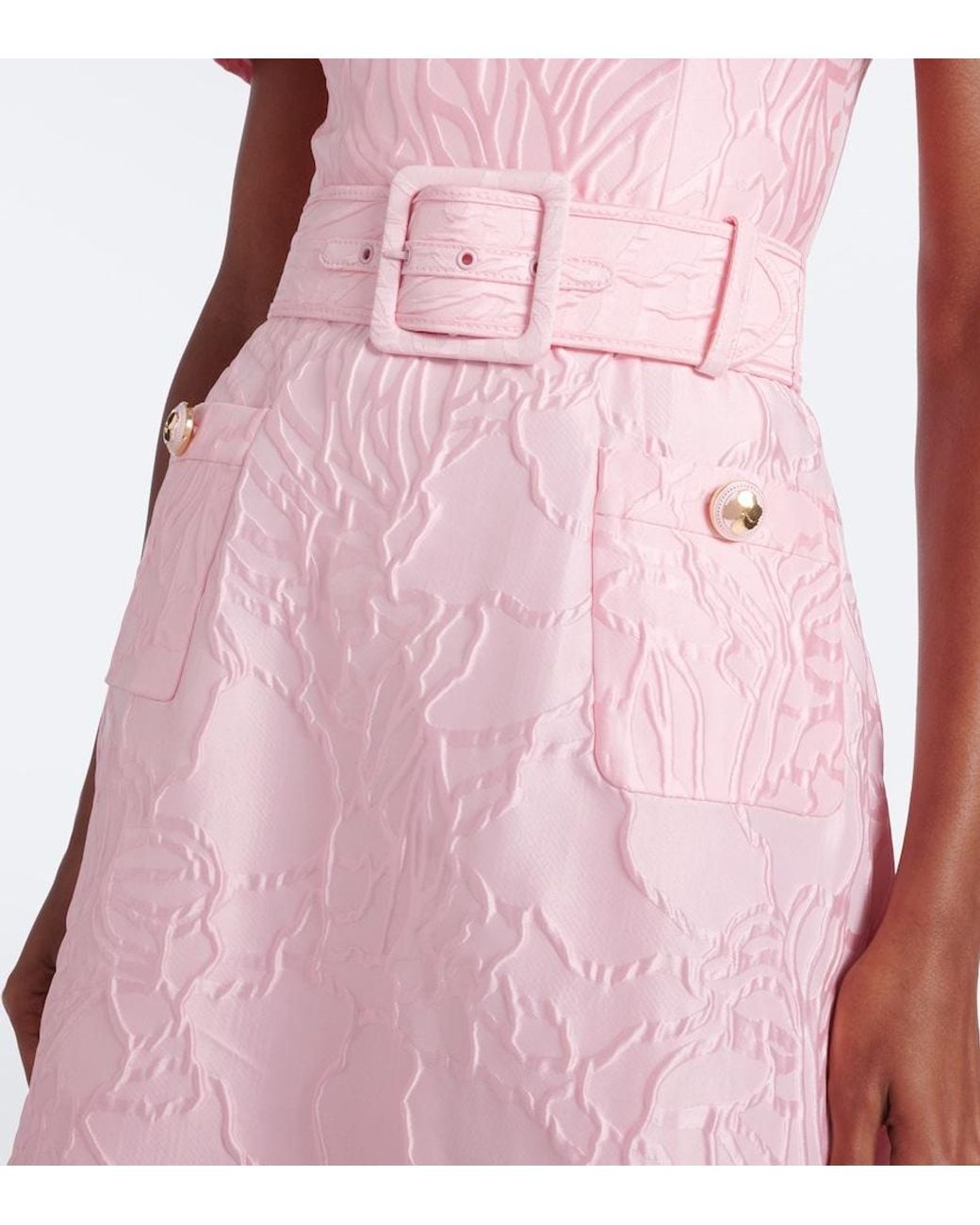Rebecca Vallance Pink Helmsley Belted Jacquard Bustier Dress