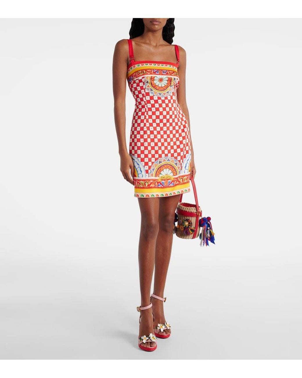 Dolce & Gabbana Red Taormina Printed Silk-Blend Minidress