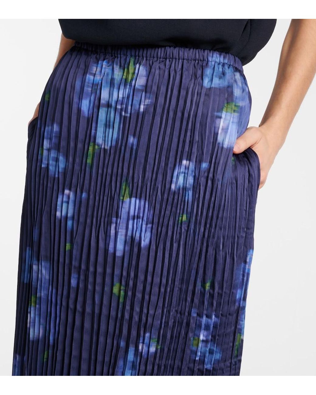 Vince Blue Plissierter Midirock Poppy Blur