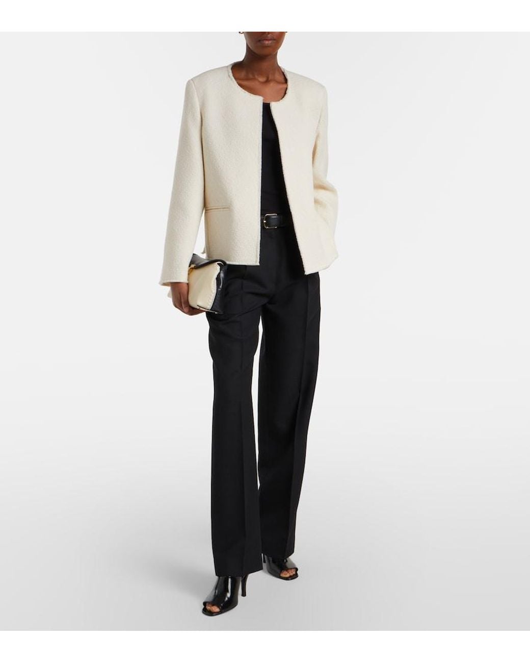 Totême  White Fluid Wool-Blend Jacket