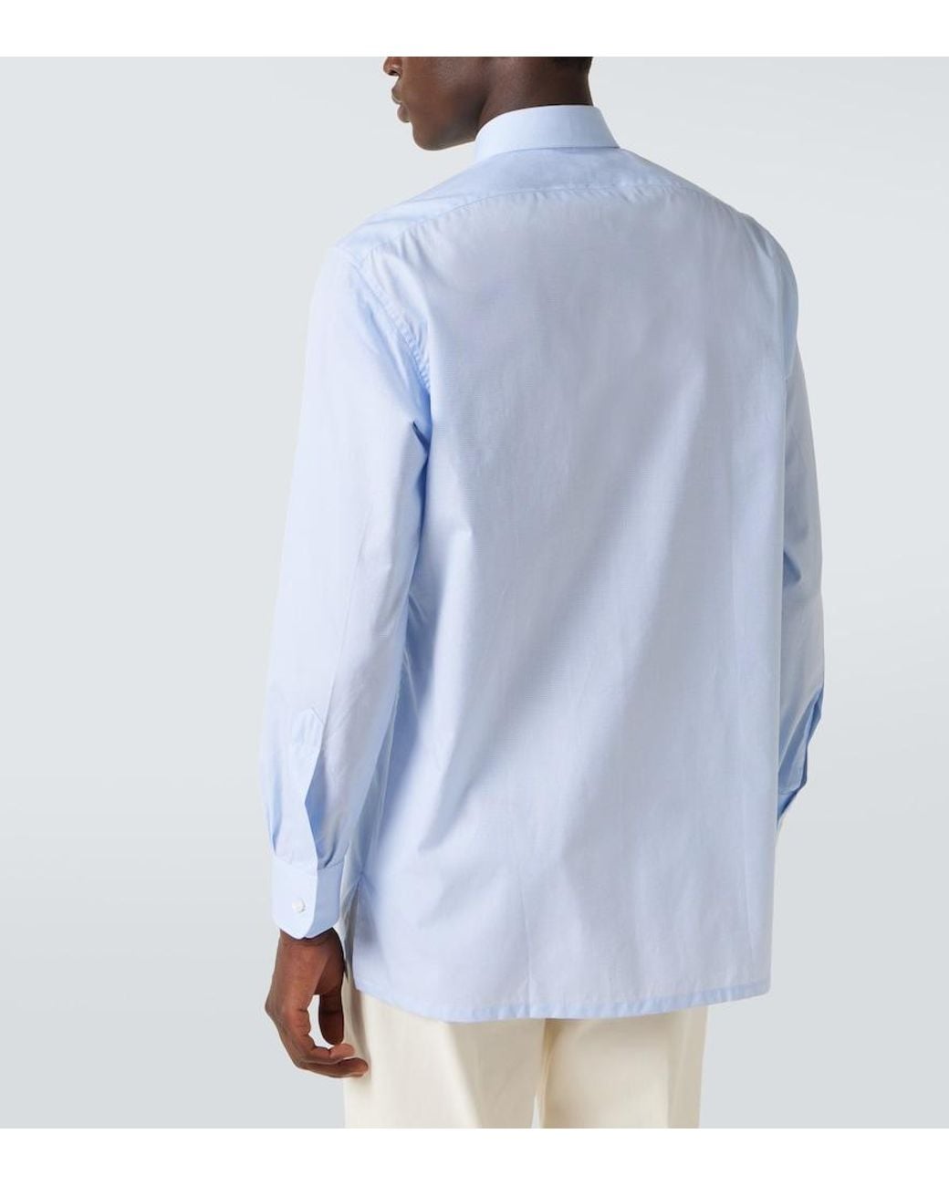 Charvet Blue Cotton Poplin Shirt for men