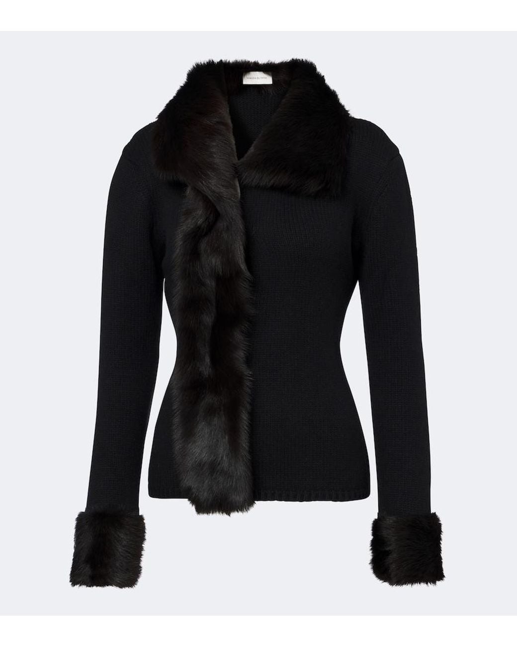 Magda Butrym Black Shearling-Trimmed Wool And Cashmere Cardigan