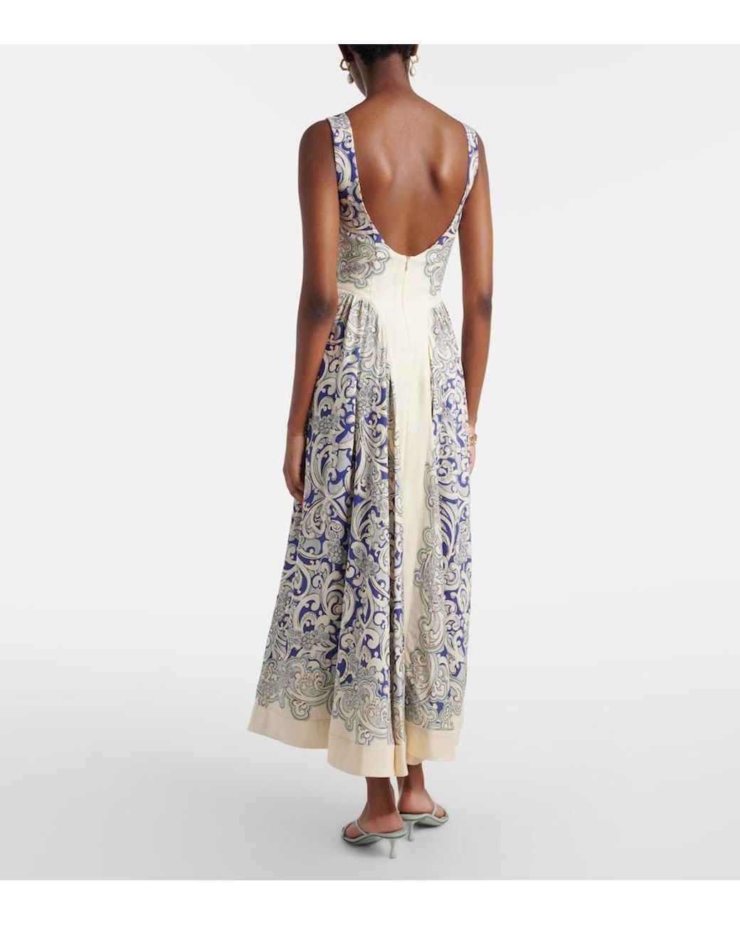 ALÉMAIS White Printed Linen-Blend Dress