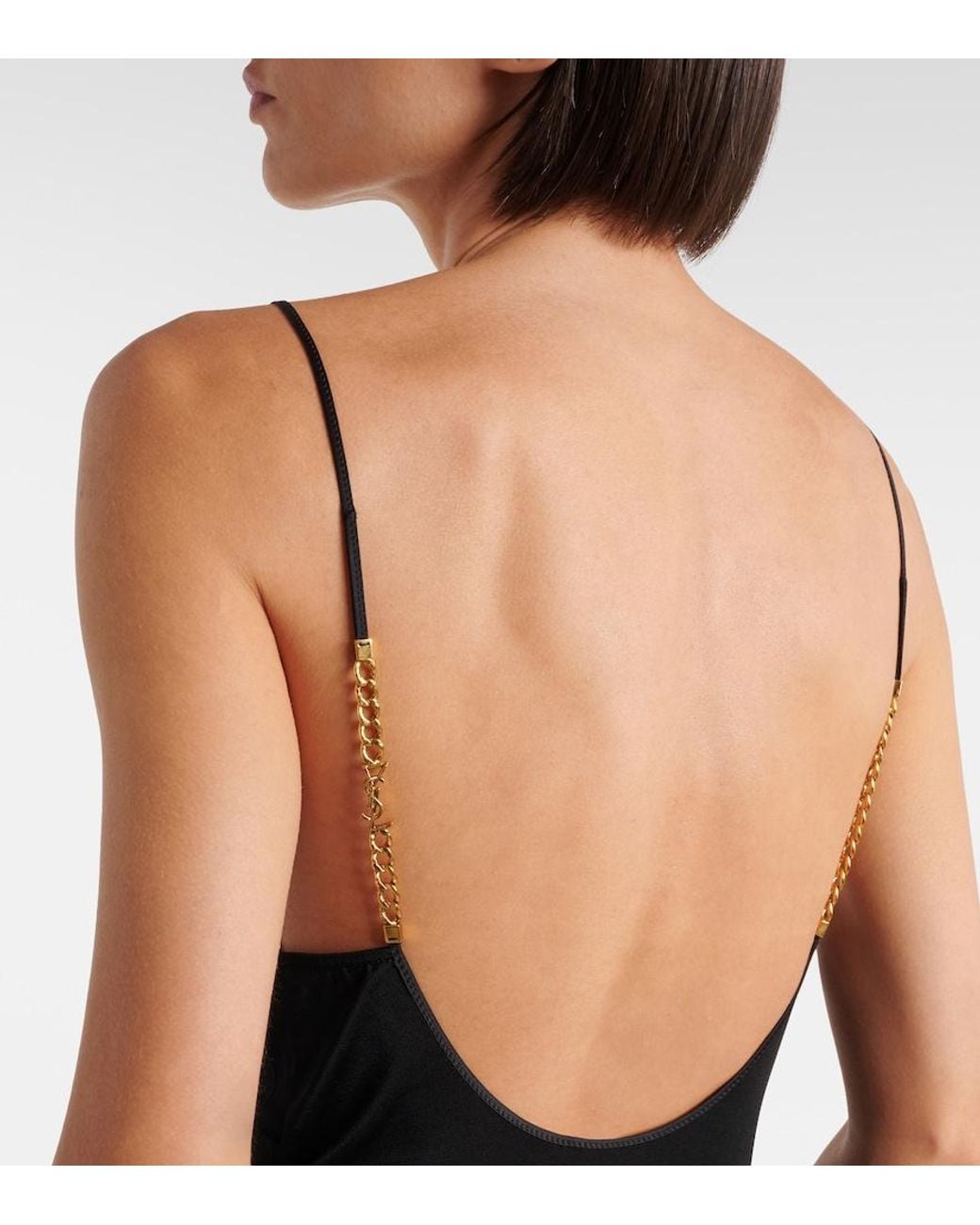 Saint Laurent Black Cassandre Chain-Detail Jersey Camisole