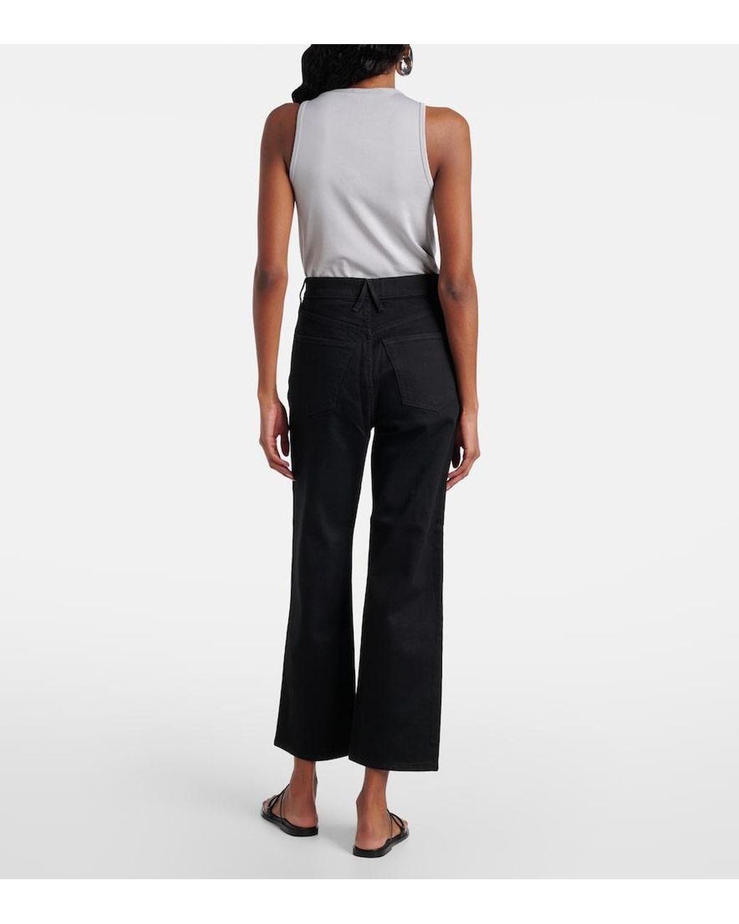 SLVRLAKE Denim Blue London Mid-Rise Cropped Straight Jeans