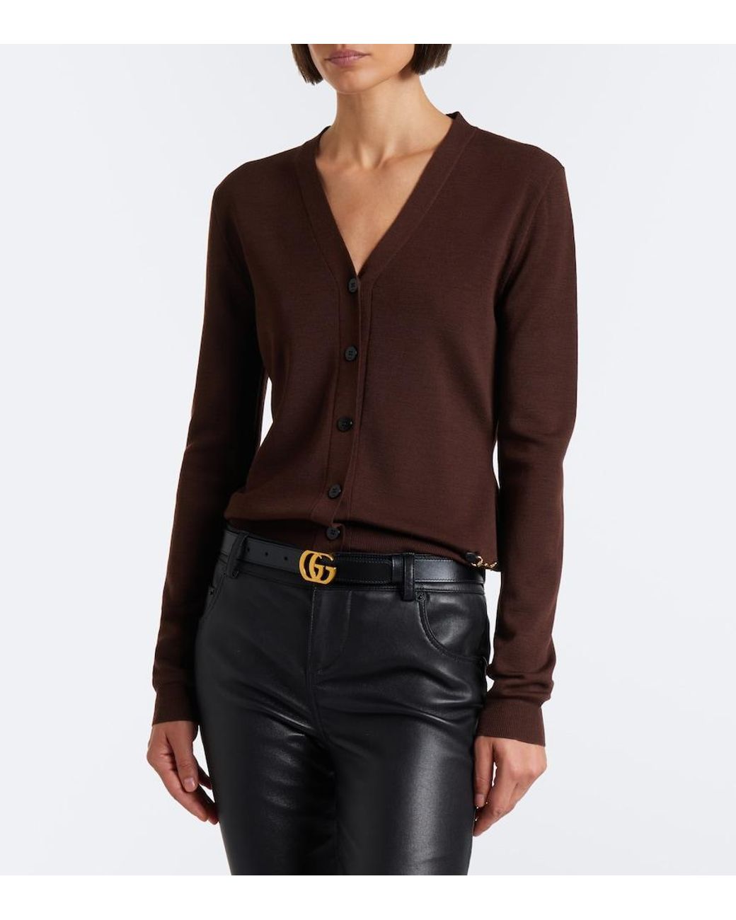 Gucci Brown Horsebit Wool Cardigan