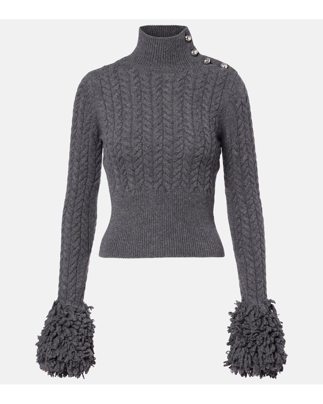 Patou Blue Cable-Knit Wool And Cashmere Sweater