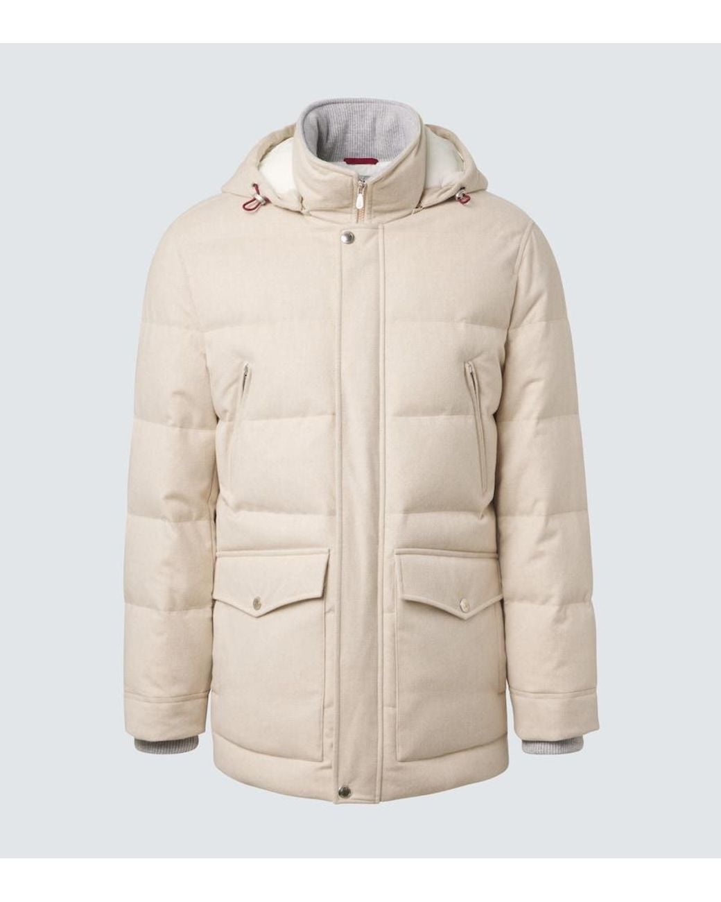 Brunello Cucinelli Natural Wool Flannel Down Parka for men