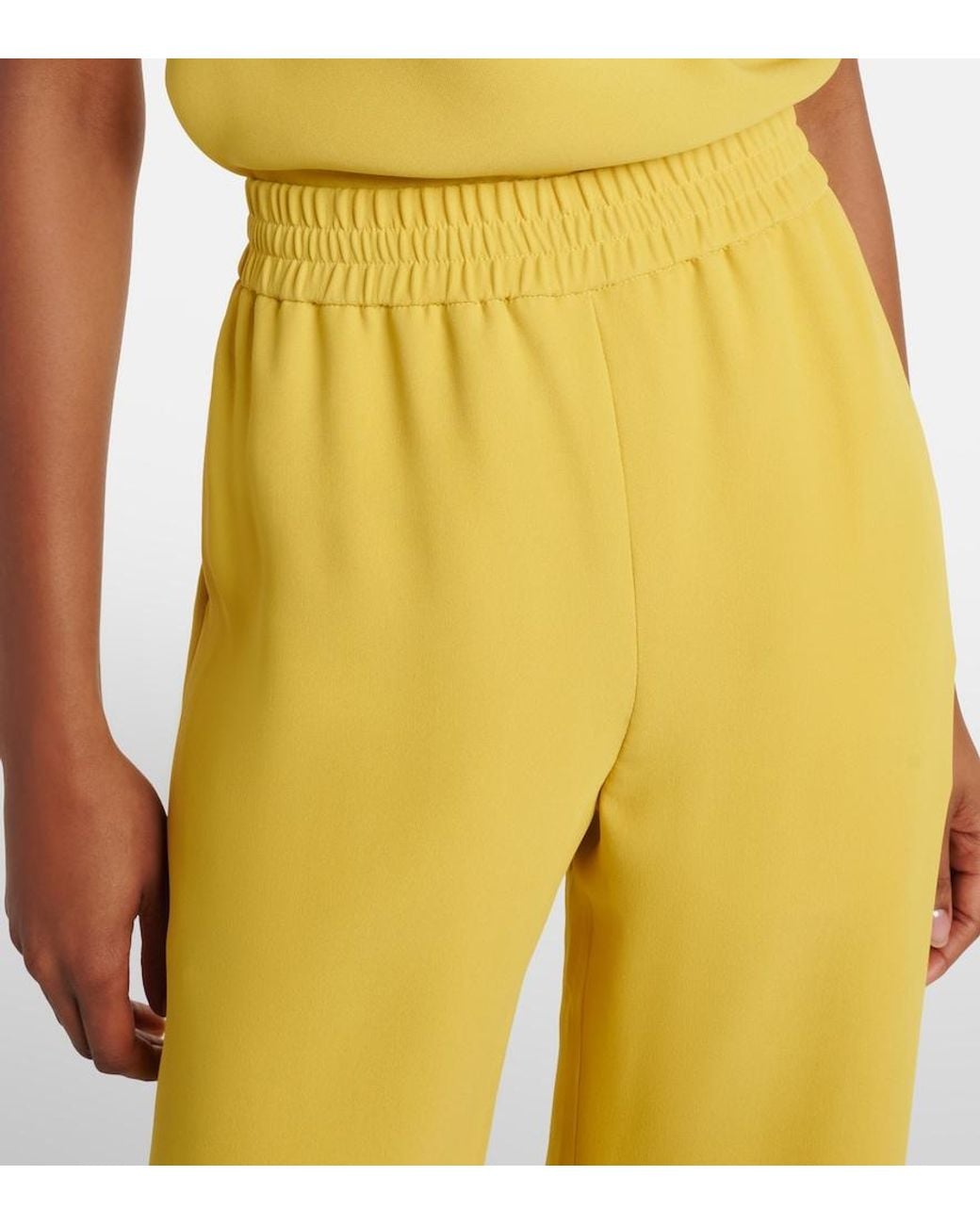 Valentino Garavani Yellow Silk Wide-Leg Pants
