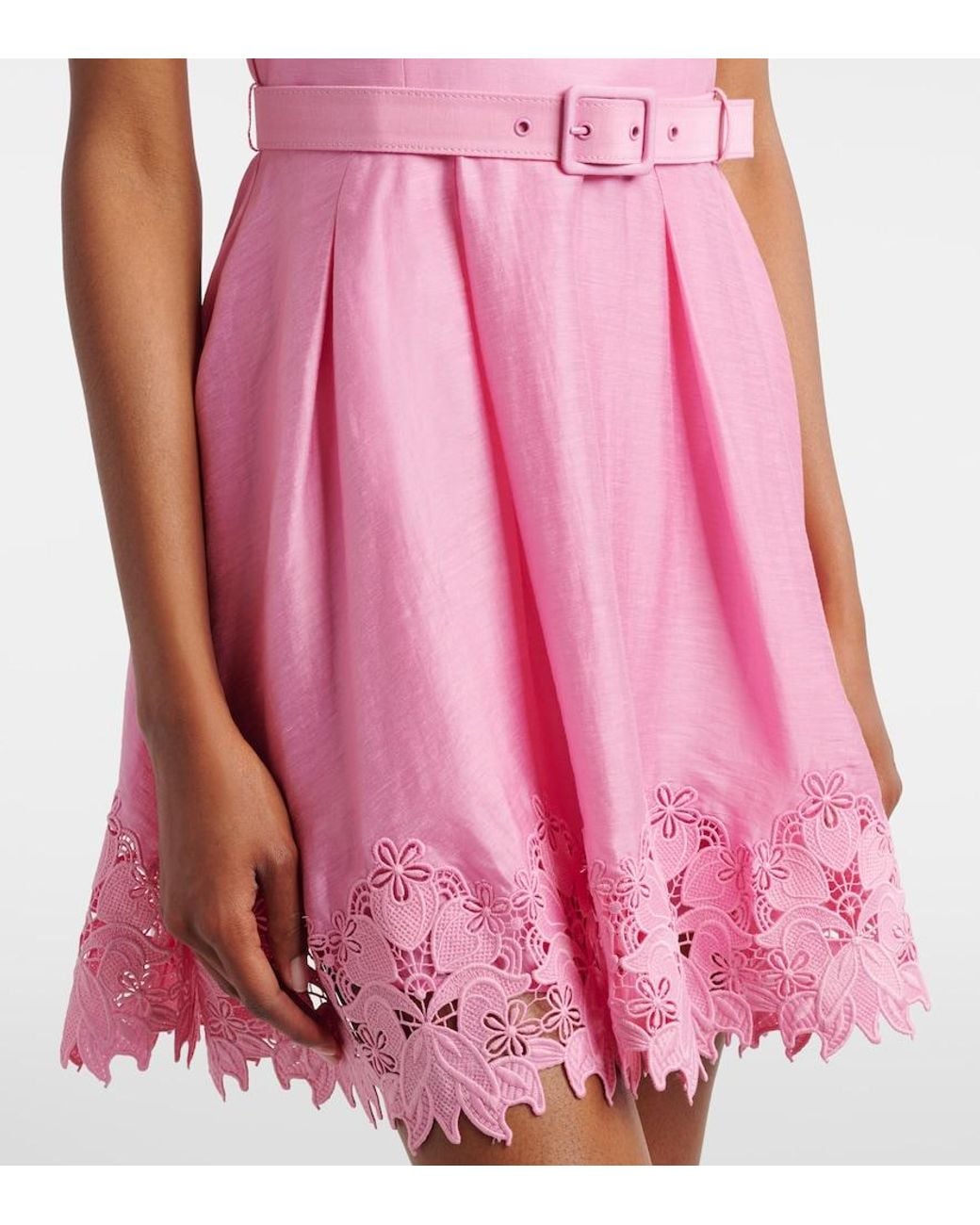 Rebecca Vallance Pink Petalite Lace-Trimmed Minidress