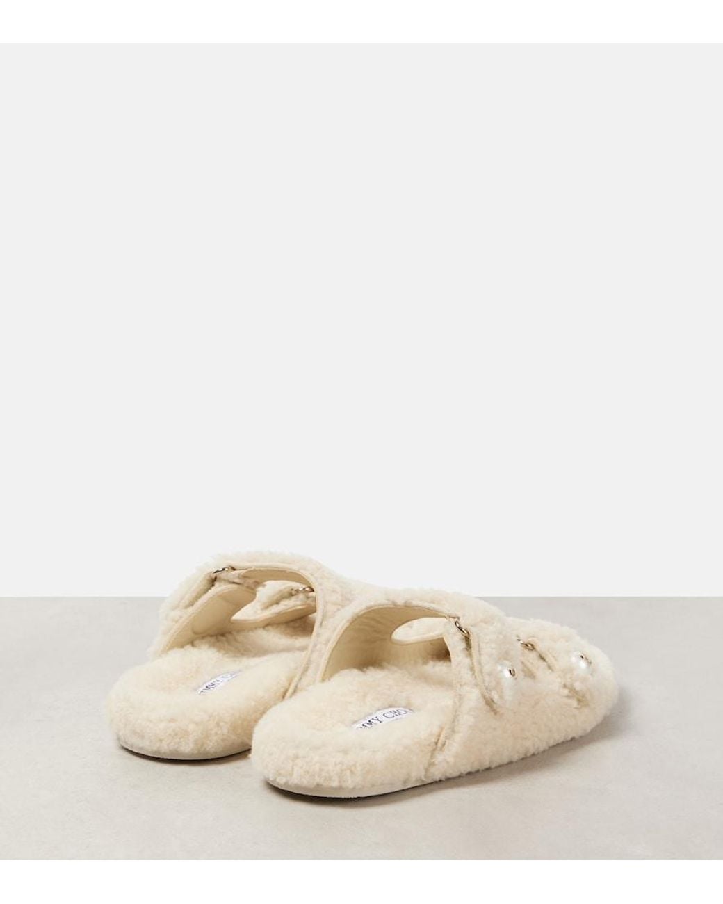 Jimmy Choo Natural Fayence Shearling Sandals