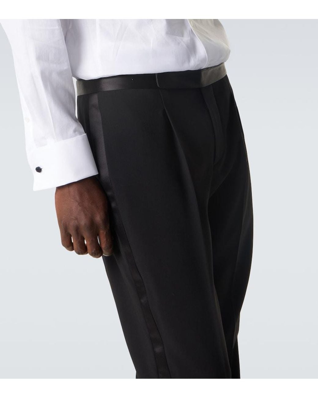 Giorgio Armani Black Virgin Wool Tuxedo Pants for men