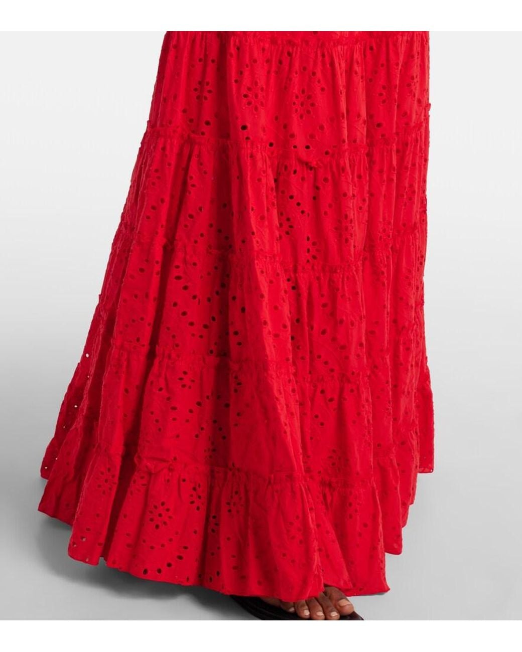 Poupette Red Soledad Floral Cotton Maxi Dress