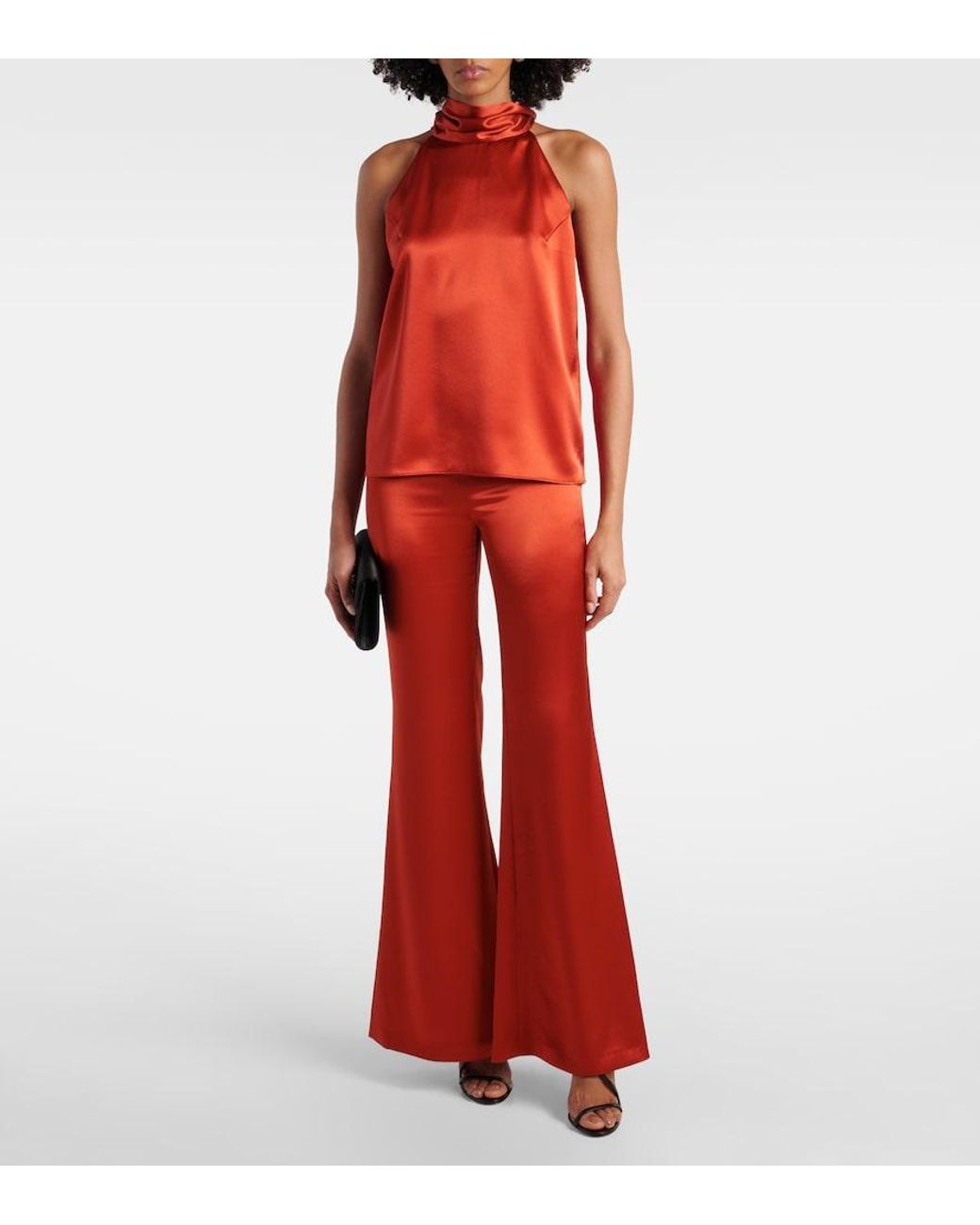 Galvan Red Atruvia Satin Wide-Leg Pants