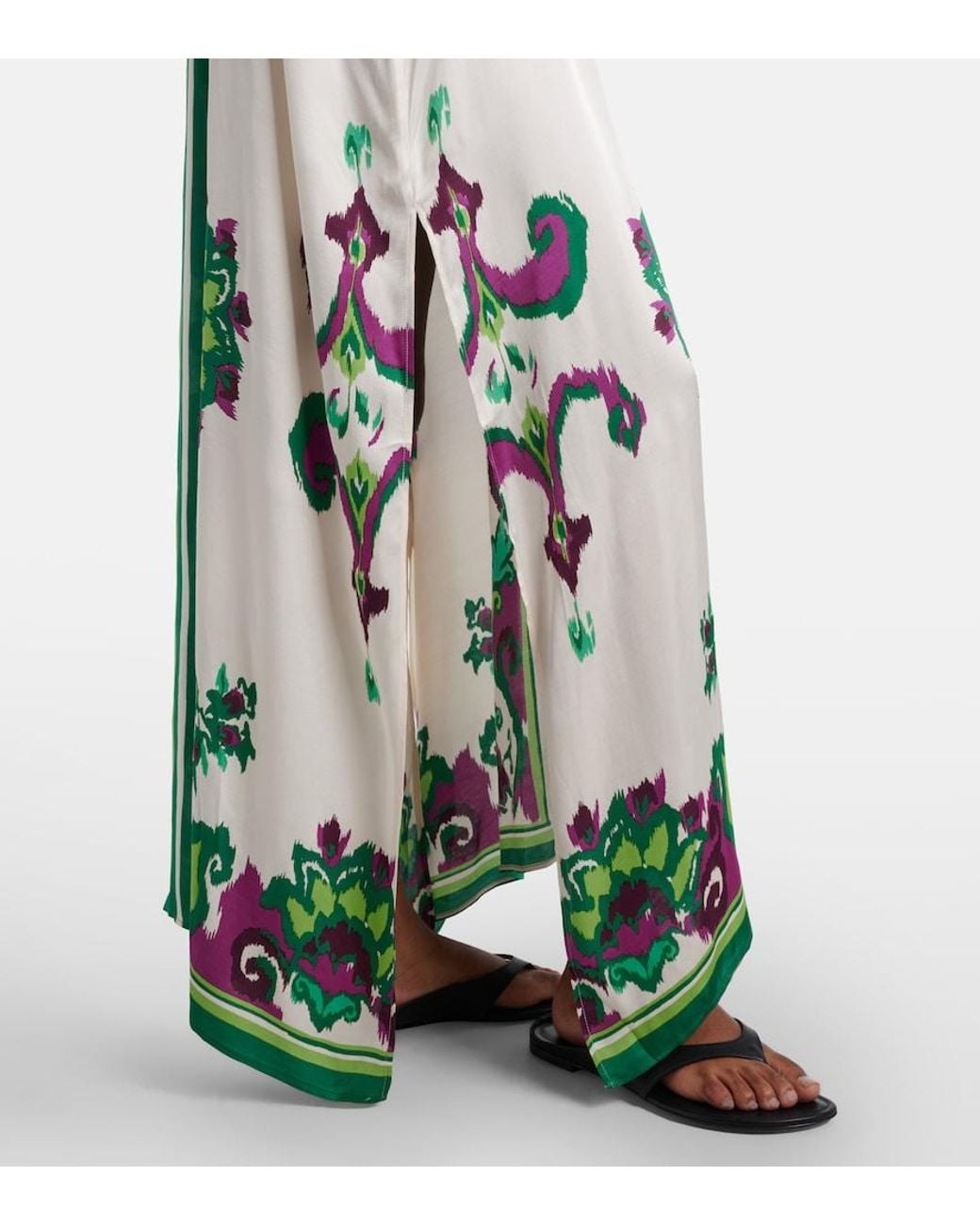 Poupette Green Sol Floral Satin Kaftan