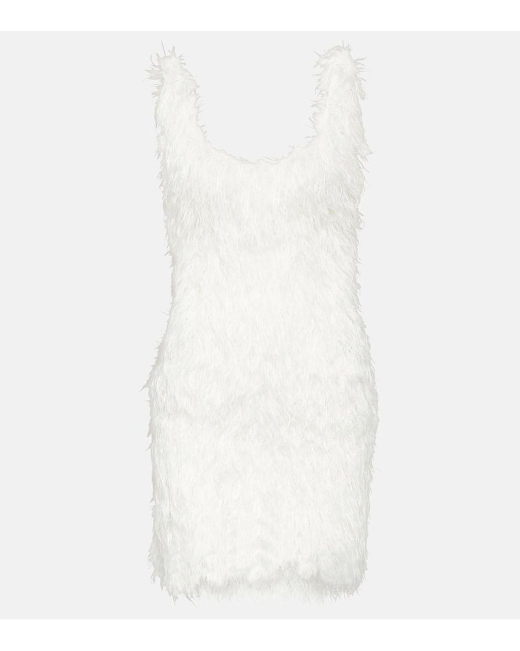 Abito Corto Con Piume di Coperni in White