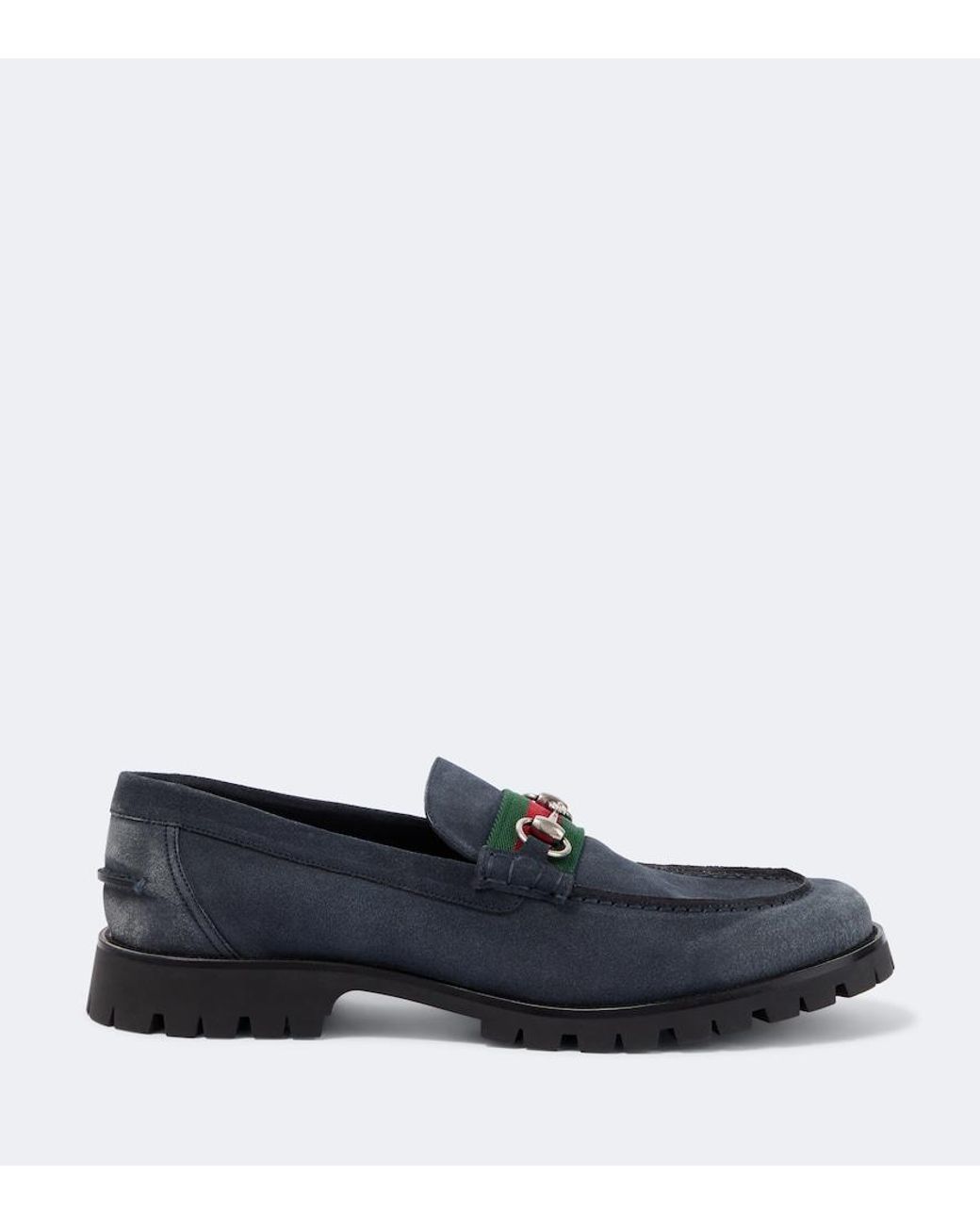 Gucci Blue Horsebit Suede Loafers for men
