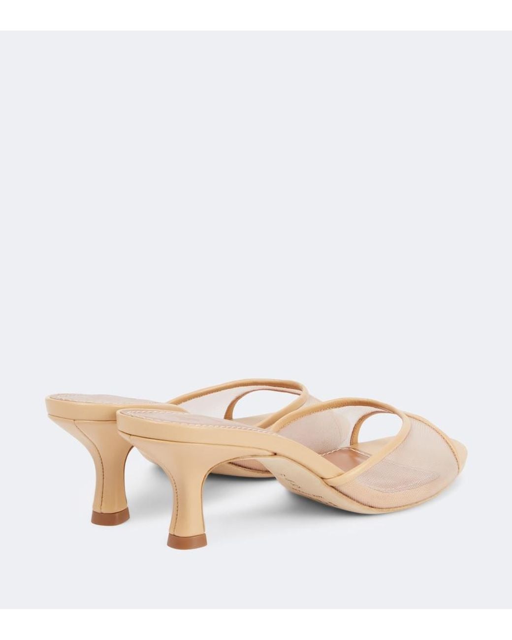 Staud Natural Brigitte 55 Leather-Trimmed Mesh Mules