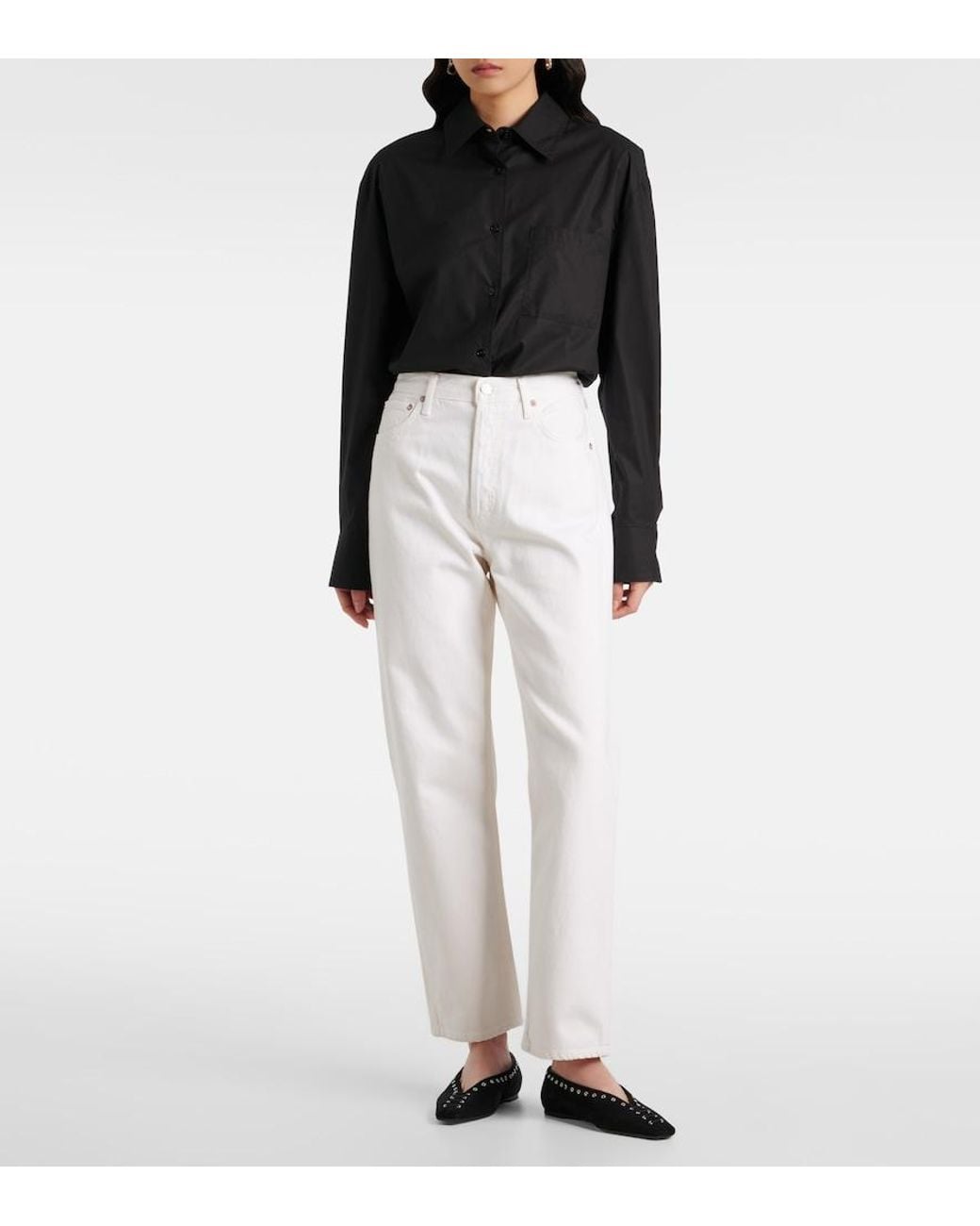 Agolde White 90's Mid-Rise Straight Jeans