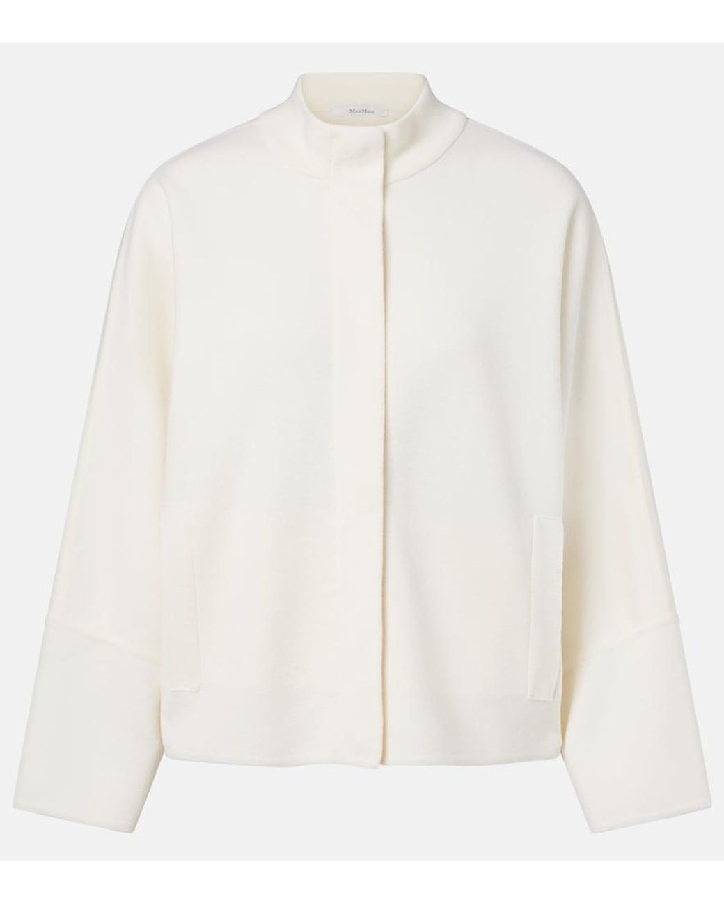 Max Mara White Wool Zip-Up Cardigan