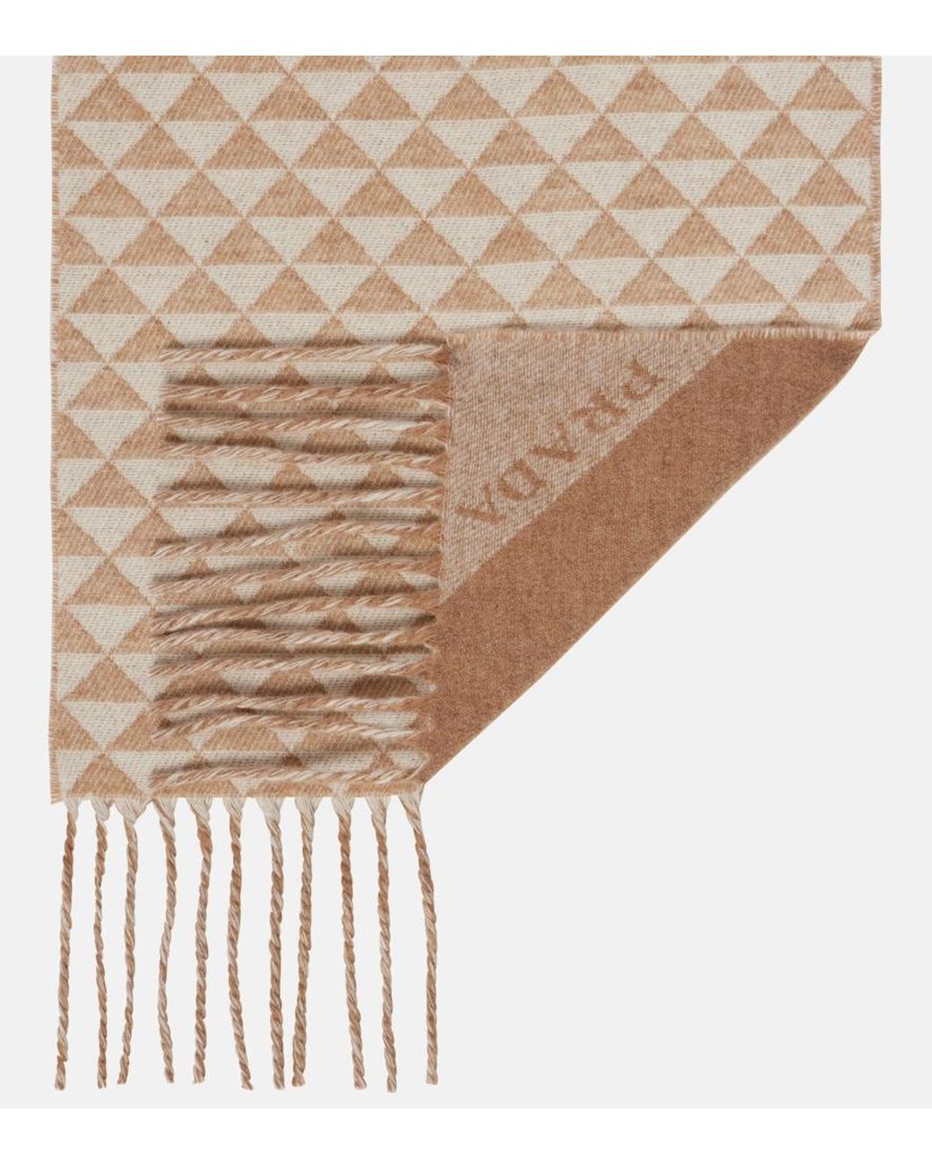Prada Natural Symbole Wool And Cashmere Scarf