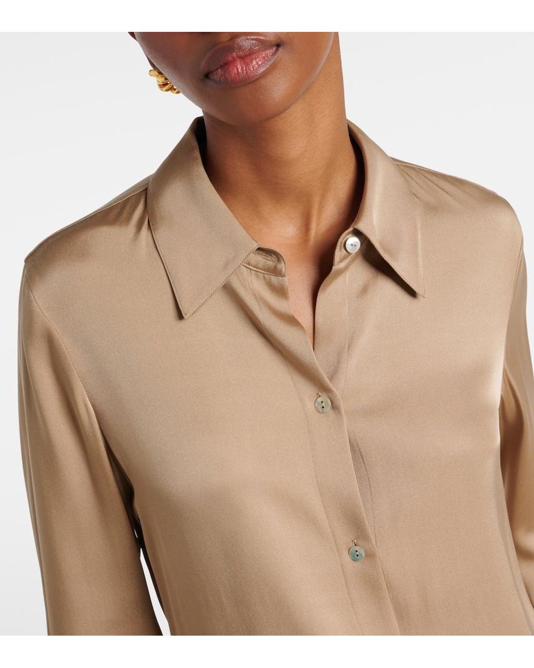 Vince Natural Silk-Blend Satin Shirt