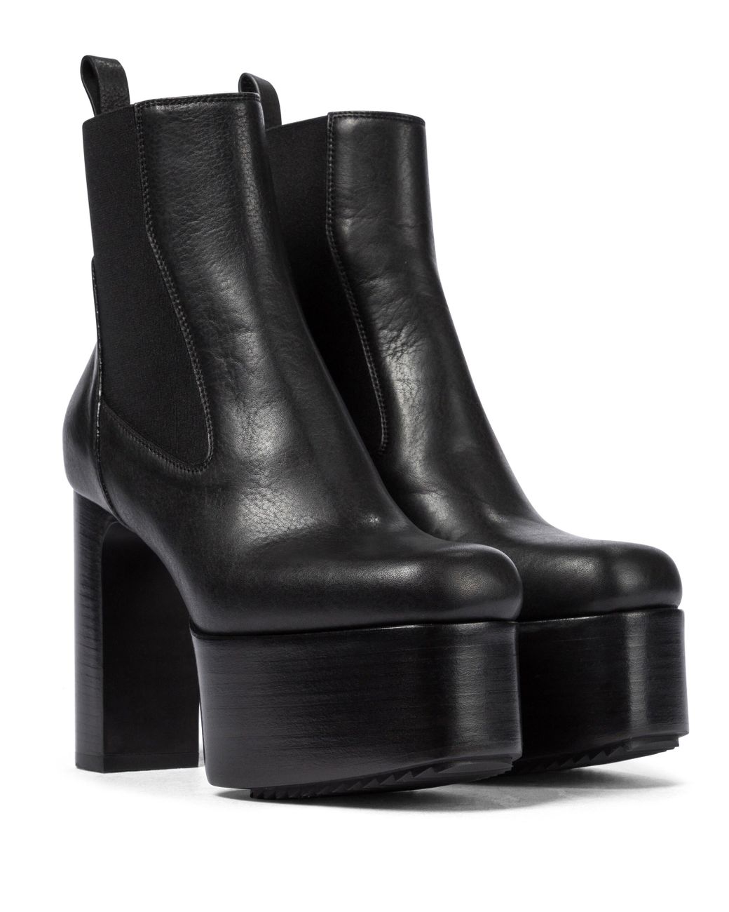 Rick Owens Kiss Leather Platform Ankle Boots in Black - Lyst