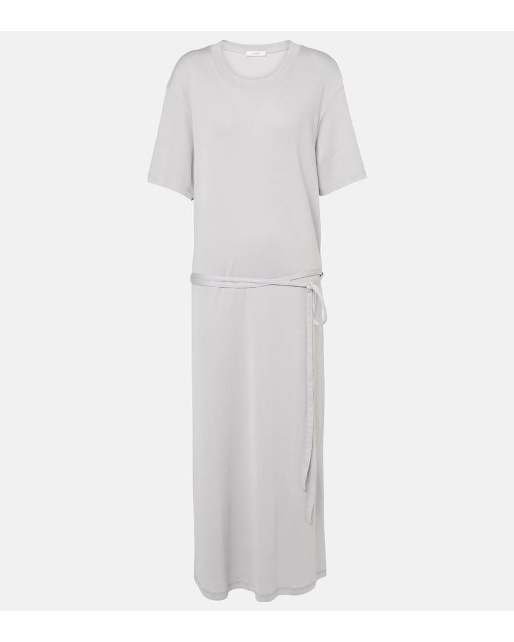 Vestido Midi De Algodon Con Cinturon Lemaire de color White