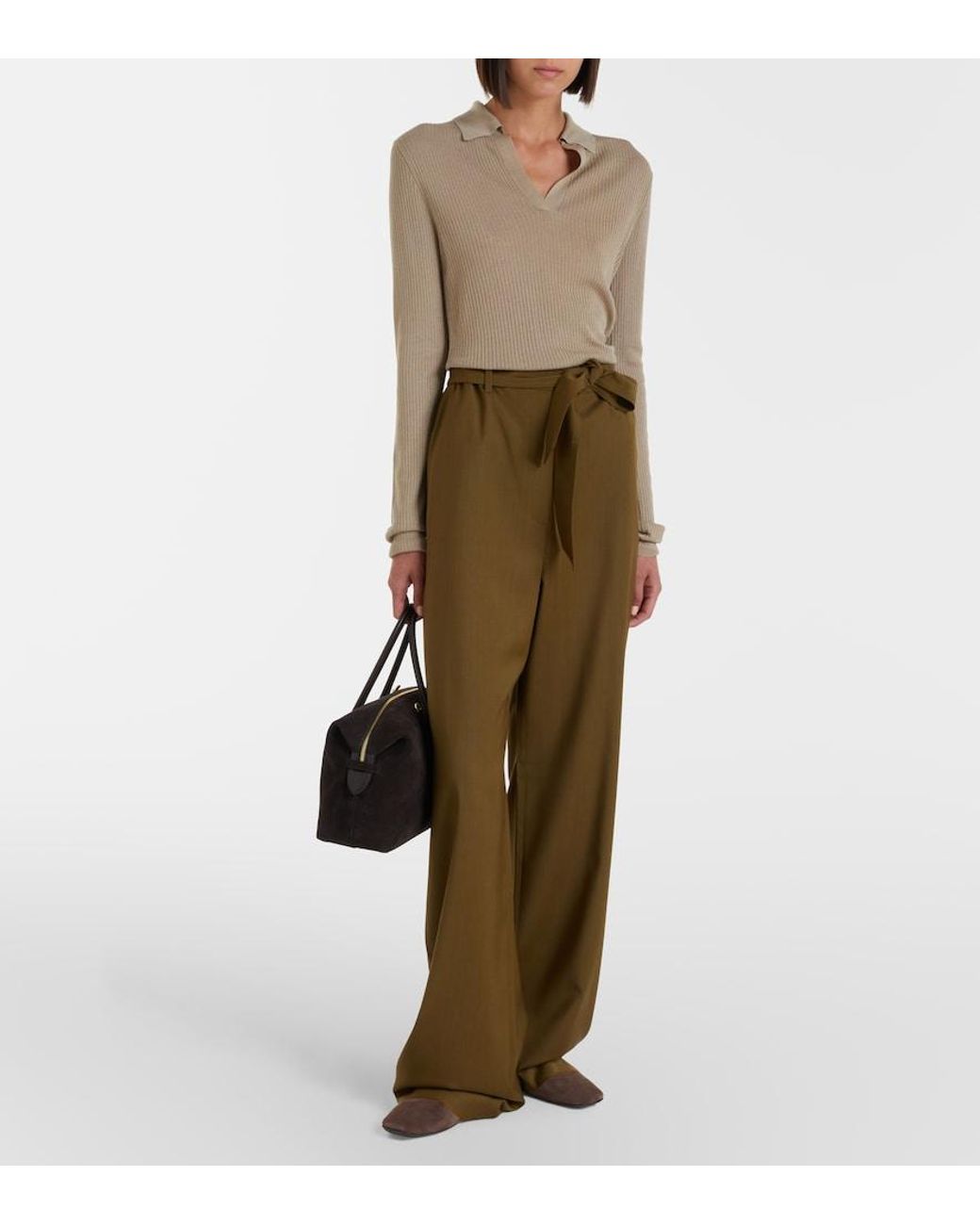 Max Mara Natural Knitted Silk And Cashmere Top