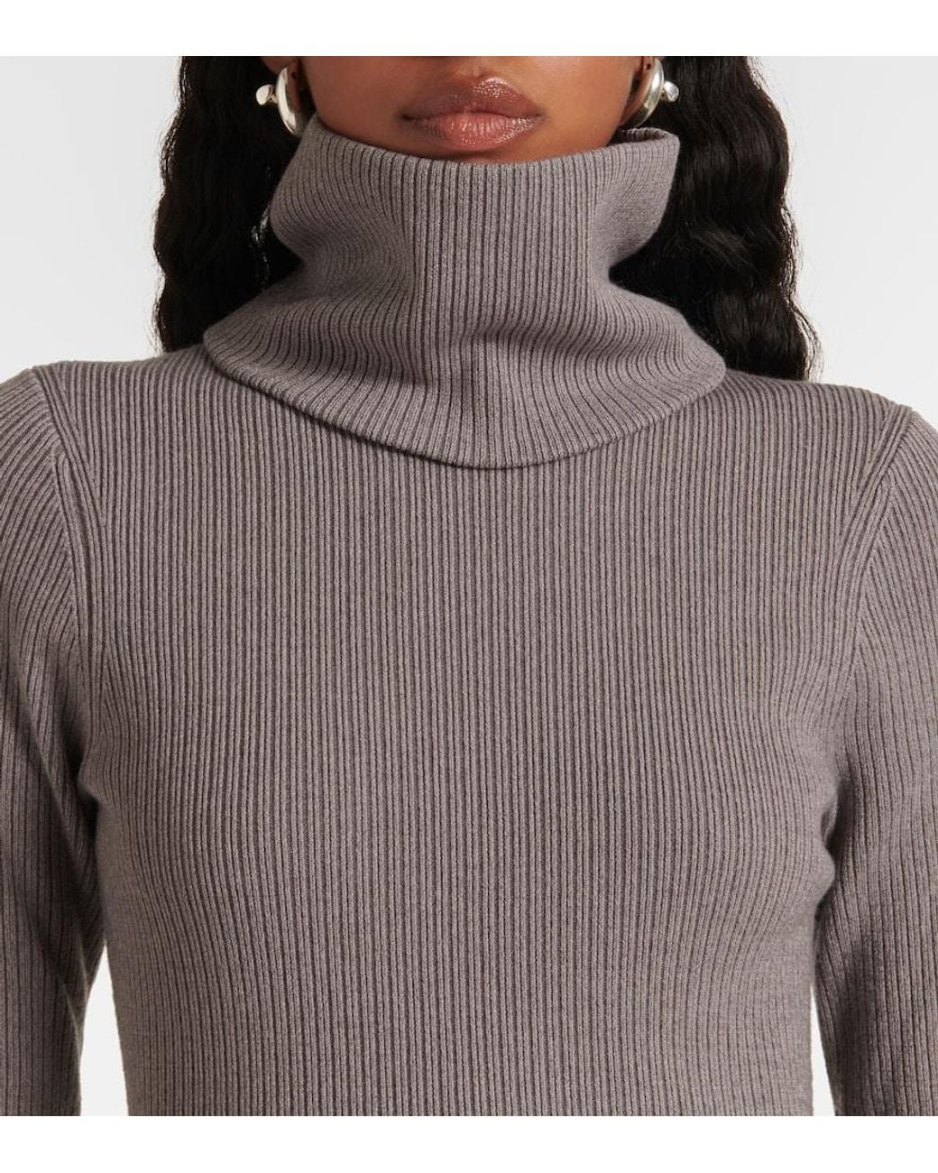 Proenza Schouler Gray Jocelyn Ribbed-Knit Midi Dress