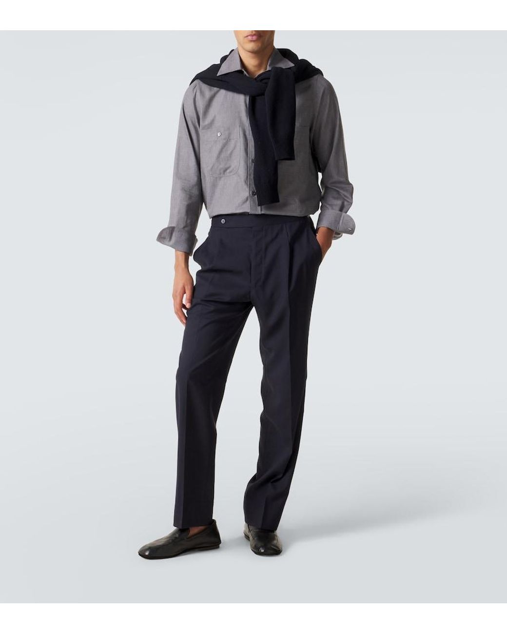 STÒFFA Blue Wool Straight Pants for men