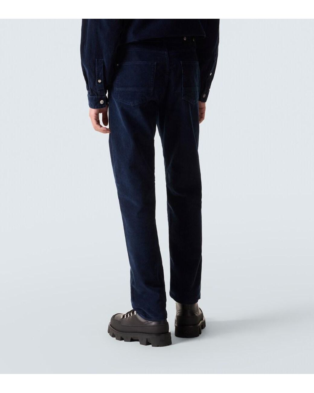 Stone Island Blue Mid-Rise Cotton Corduroy Slim Jeans for men