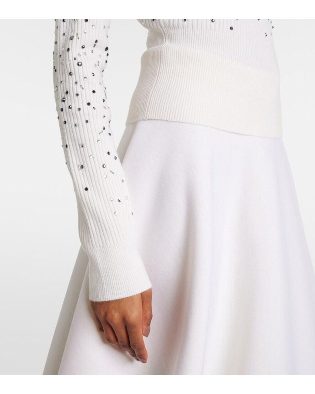 Max Mara White Gang Embellished Wool-Blend Sweater