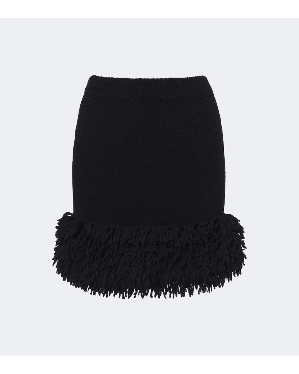 Loewe Black Fringed Wool-Blend Miniskirt